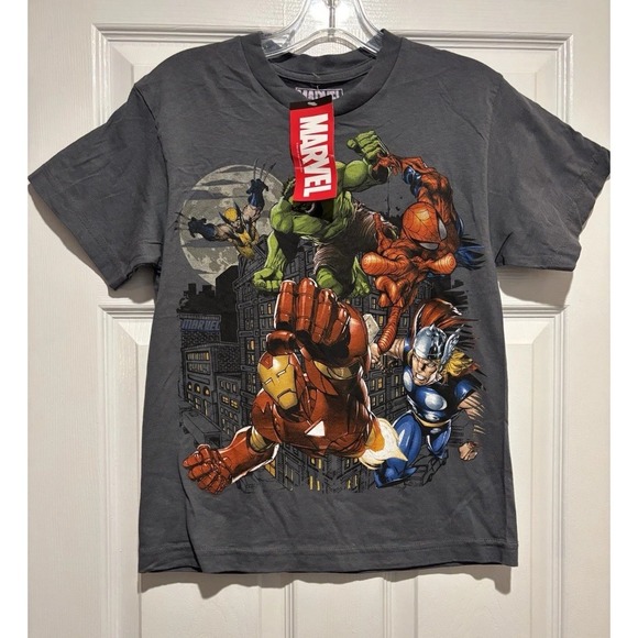 NWT Marvel Comics Avengers Superhero Graphic Shirt Thor Spider-Man Iron Medium - Picture 3 of 4